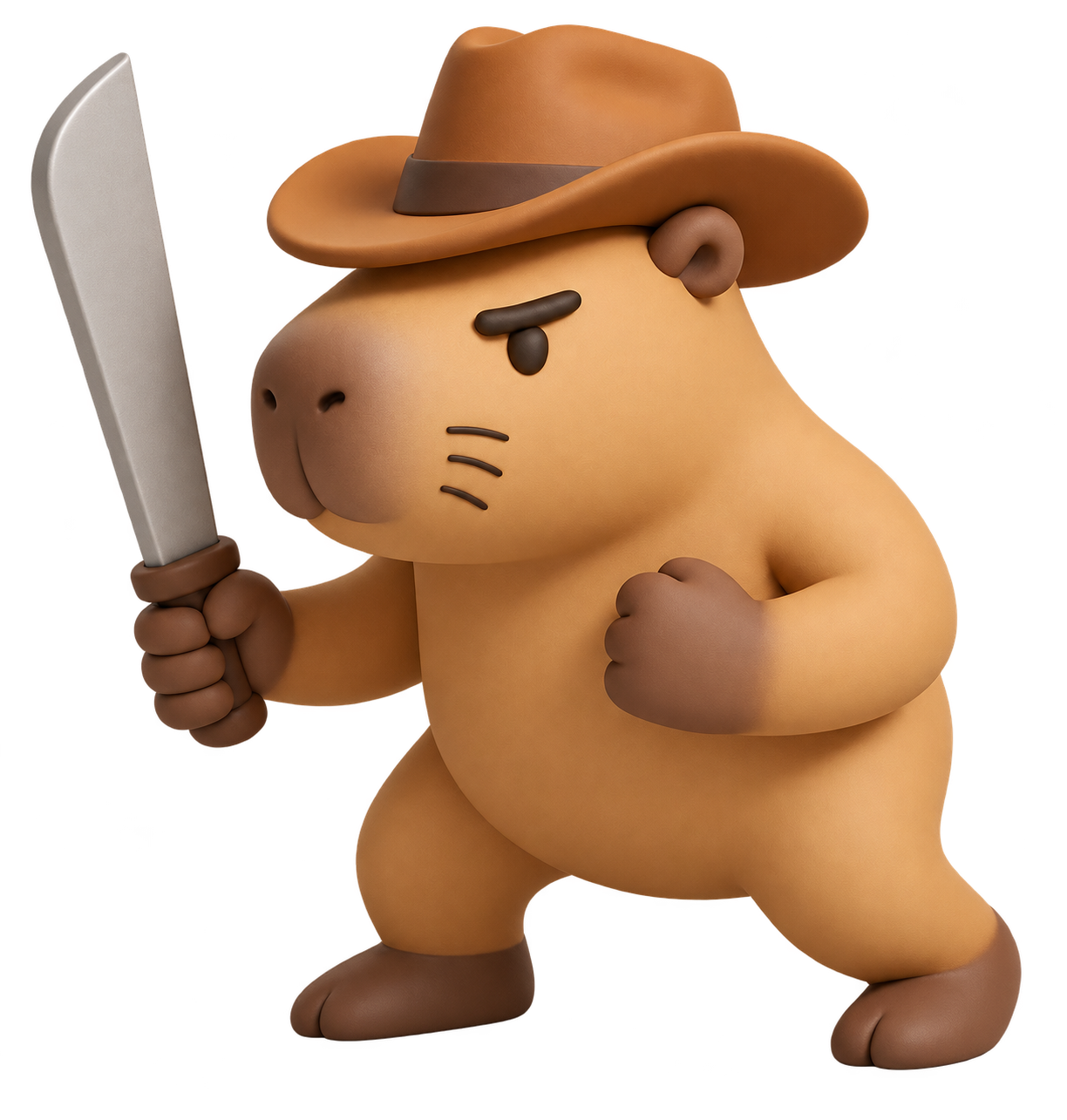 Capibara vaquero con sombrero y machete